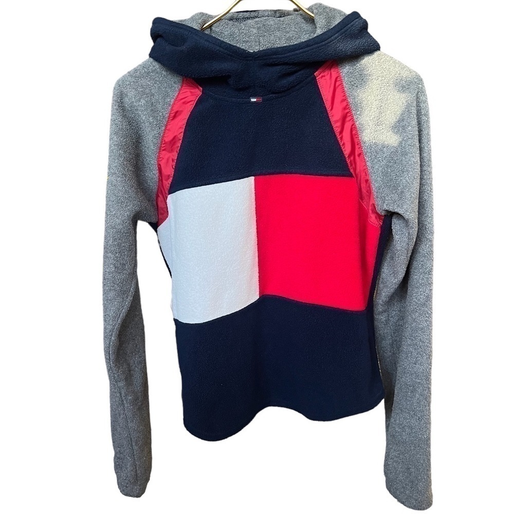 Tommy Hilfiger Women’s Size L Colorblock Y2K Thick Fleece Pullover Hoodie Short